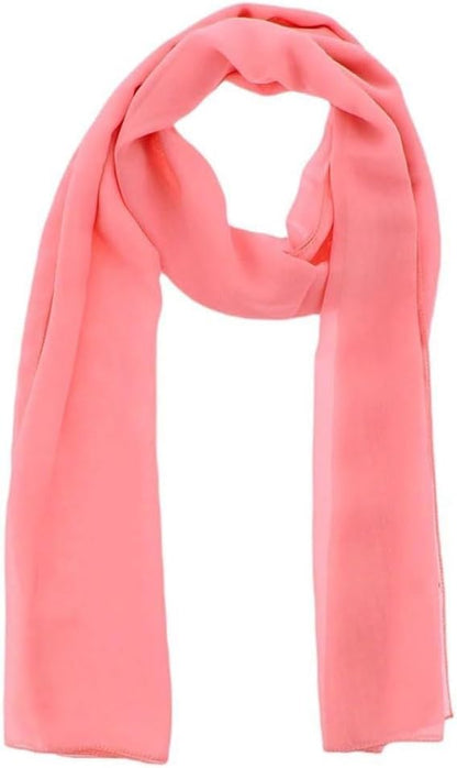 KHIM Ladies Chiffon Scarves Plain Women Neck Scarf Soft Headwrap Headscarf Sheer Wrap 172 X 74 CM