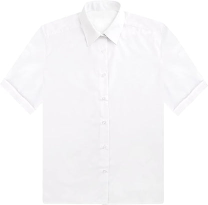 KHIM Kids Girls Full Sleeve Half Sleeve School Shirts Plain White Sky Blue Dress Shirts Age 5 to 16 Years