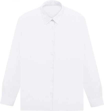 KHIM Kids Girls Full Sleeve Half Sleeve School Shirts Plain White Sky Blue Dress Shirts Age 5 to 16 Years