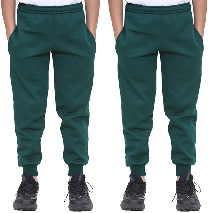KHIM Pack of 2 Jogging Trouser Terry Cotton Tracksuit Bottom Pant Kids Unisex Girls Boys Outdoor Activewear