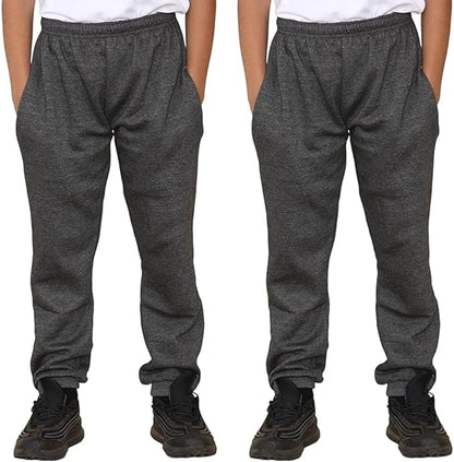 KHIM Fleece Pack of 2 Jogging Trouser Tracksuit Bottom Pant Kids Unisex Girls Boys Activewear