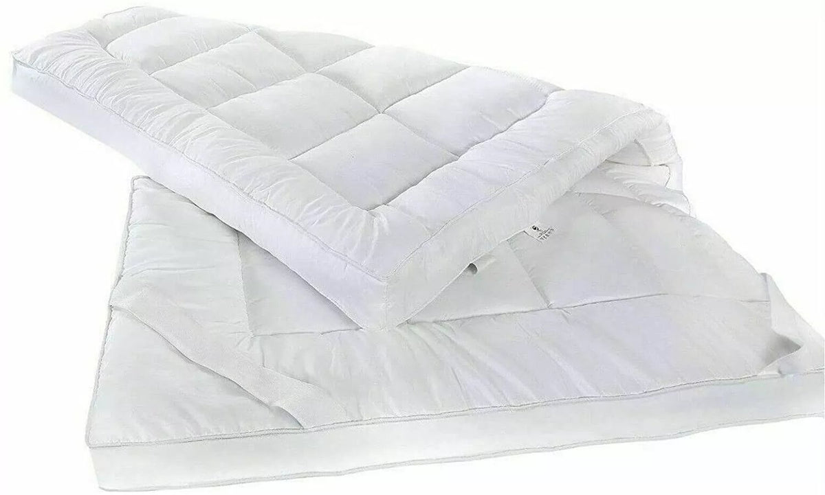 KHIM Mattress Topper (4 inches/10CM) Quilted Extra Deep Hotel Quality Mattress Topper, Breathable and Super Fluffy Mattress Topper Luxury Comfort with Elasticated Straps